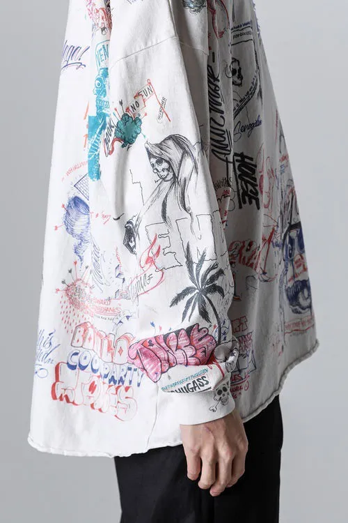 SAINT Mxxxxxx × BORNXRAISED BR_LS TEE/LA/WHT Latest co-branded model LA diamond all-over long sleeves off-white S-XL Super heavy work started in February and lasted three months Super complex 36 sets of screens Outlined pictures make you doubt your life Super perfect reproduction of printing Genuine Czech diamonds Pressure-free reproduction